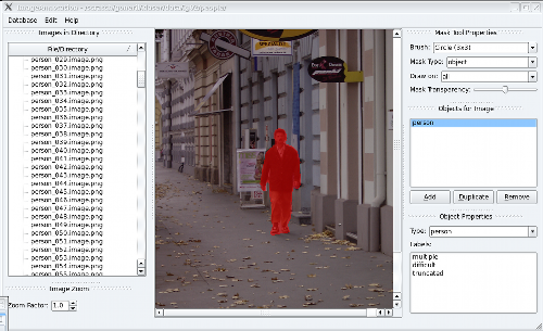 screen shot of the image annotation tool under linux