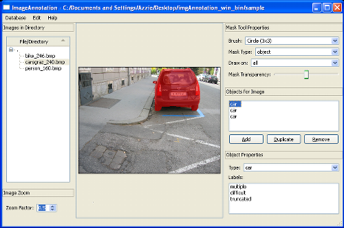 screen shot of the image annotation tool under windows